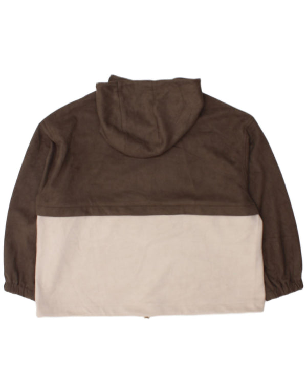 Maglione con cappuccio oversize con zip e collo da donna Zara UK 18 XL Colorblock kaki