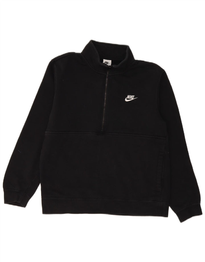 Felpa Nike da uomo con zip e collo, in cotone nero medio