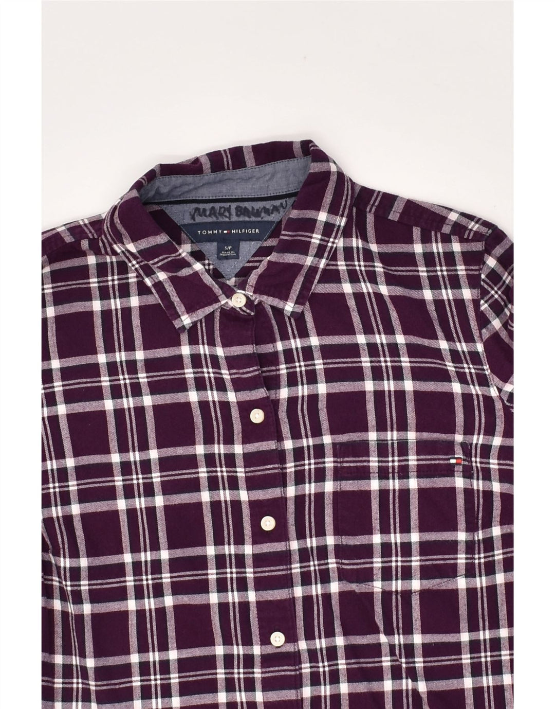 TOMMY HILFIGER Womens Shirt UK 10 Small Purple Check Cotton | Vintage Tommy Hilfiger | Thrift | Second-Hand Tommy Hilfiger | Used Clothing | Messina Hembry 