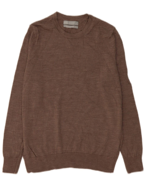Maglione maglione girocollo da donna Marks & Spencer UK 14 Marrone medio screziato
