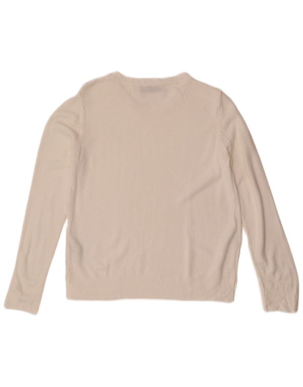 Maglione da donna Marks & Spencer con scollo a barca UK 14 Acrilico bianco medio