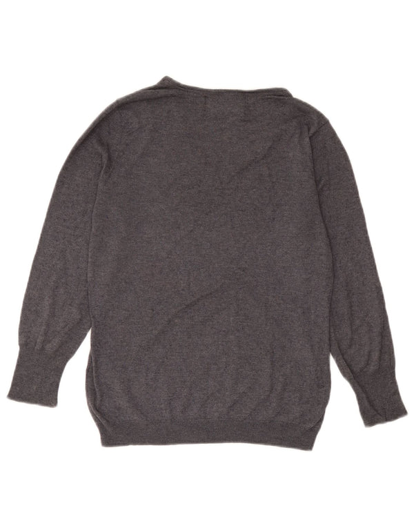 Maglione con scollo a V da donna Zara UK 12 Seta grigio medio