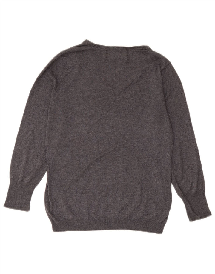 Maglione con scollo a V da donna Zara UK 12 Seta grigio medio