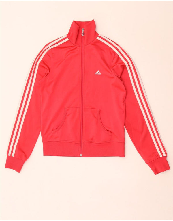 Giacca da ginnastica da donna Adidas UK 10 piccola rossa in poliestere