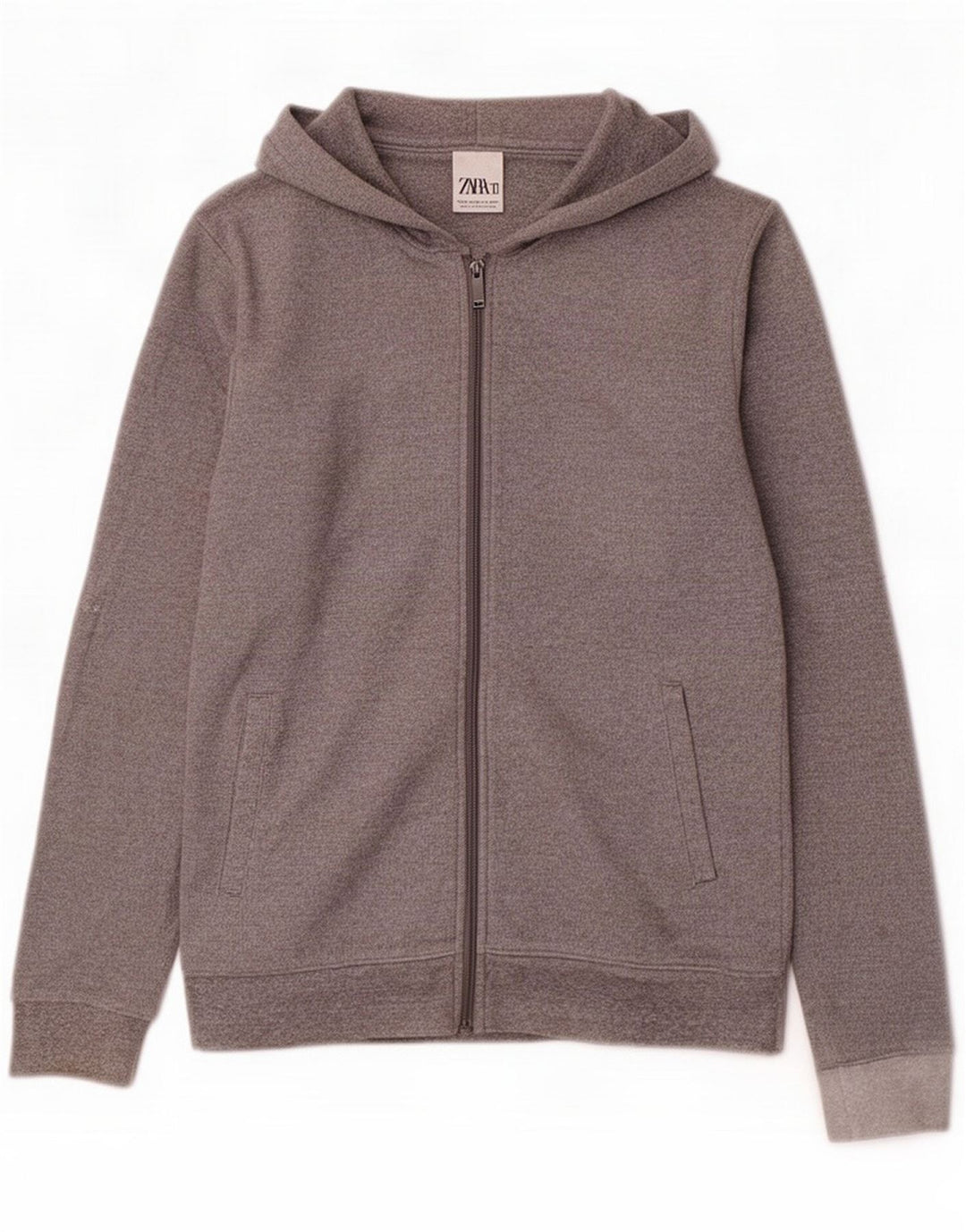Maglione con cappuccio e zip da uomo Zara Grigio medio