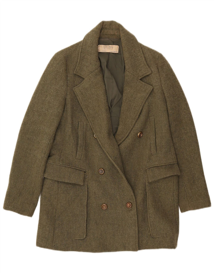 Giacca blazer doppiopetto da donna Zara UK 12 poliestere kaki medio