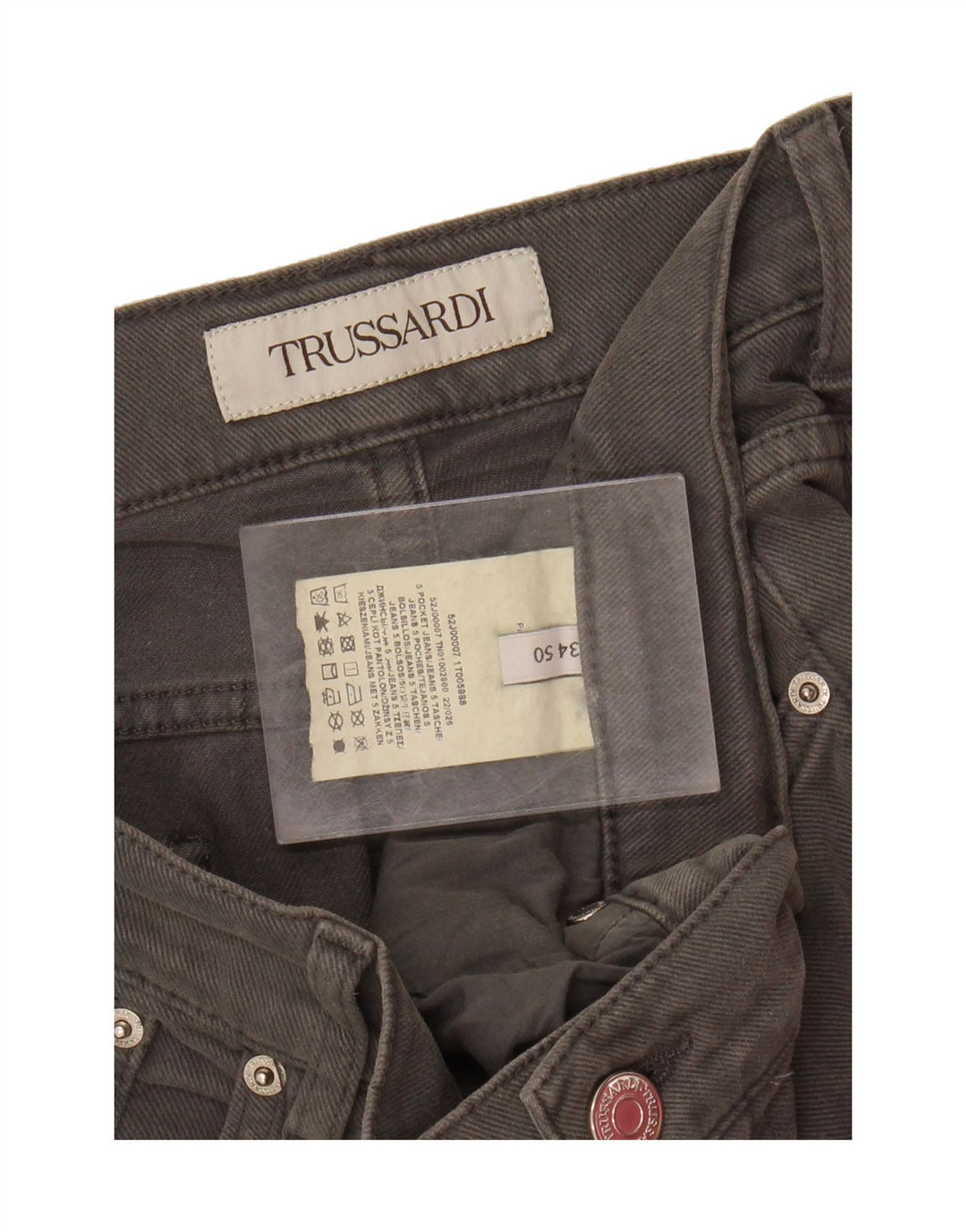TRUSSARDI Mens Slim Jeans IT 50 Large W34 L32 Grey Cotton Vintage Trussardi and Second-Hand Trussardi from Messina Hembry 