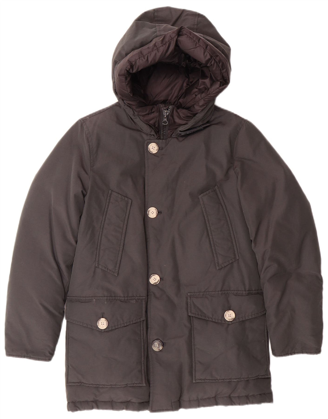 Cappotto imbottito con cappuccio per ragazzi WOOLRICH 9-10 anni in cotone nero