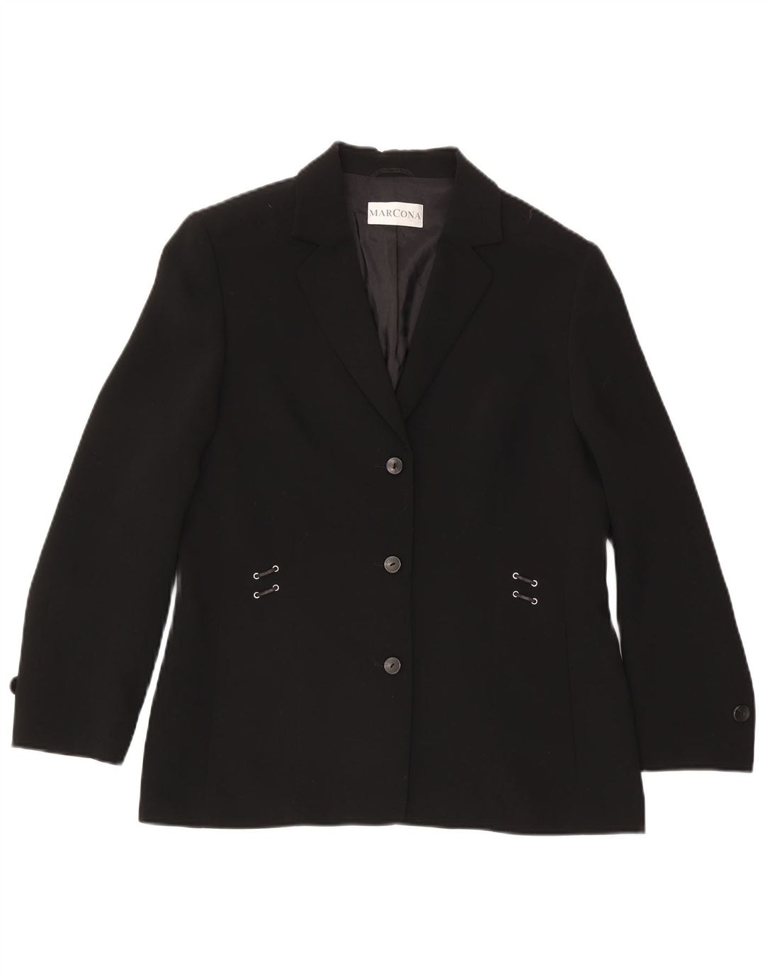 Giacca blazer da donna a 3 bottoni Marcona UK 16 grande poliestere nero