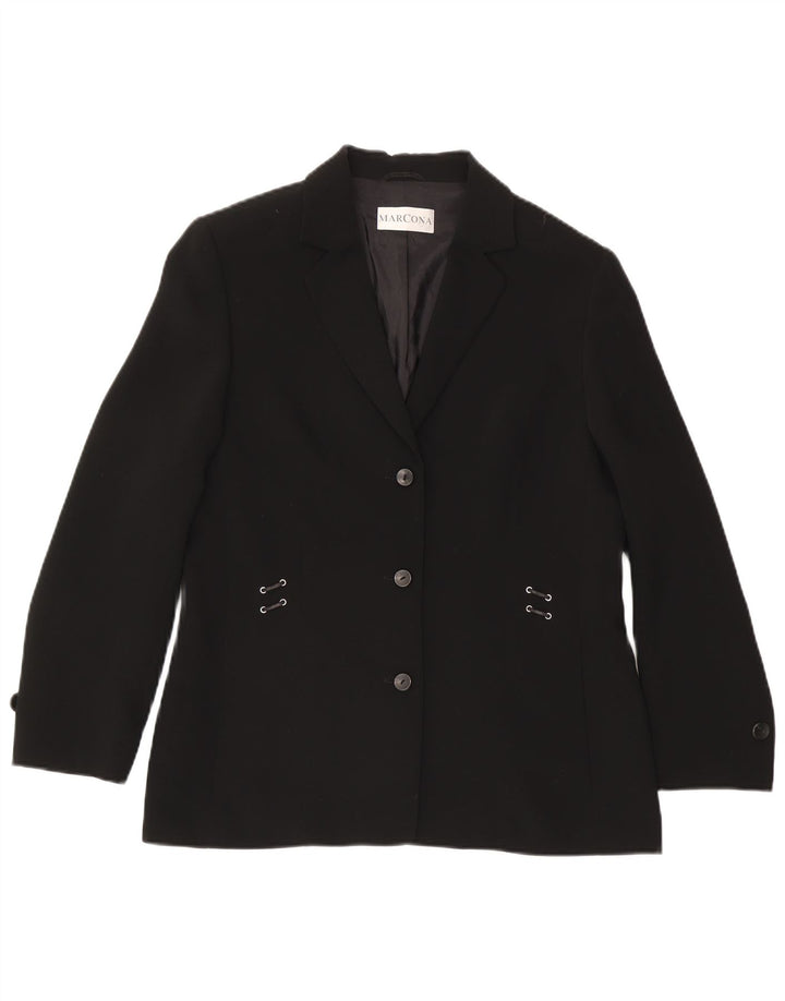 Giacca blazer da donna a 3 bottoni Marcona UK 16 grande poliestere nero