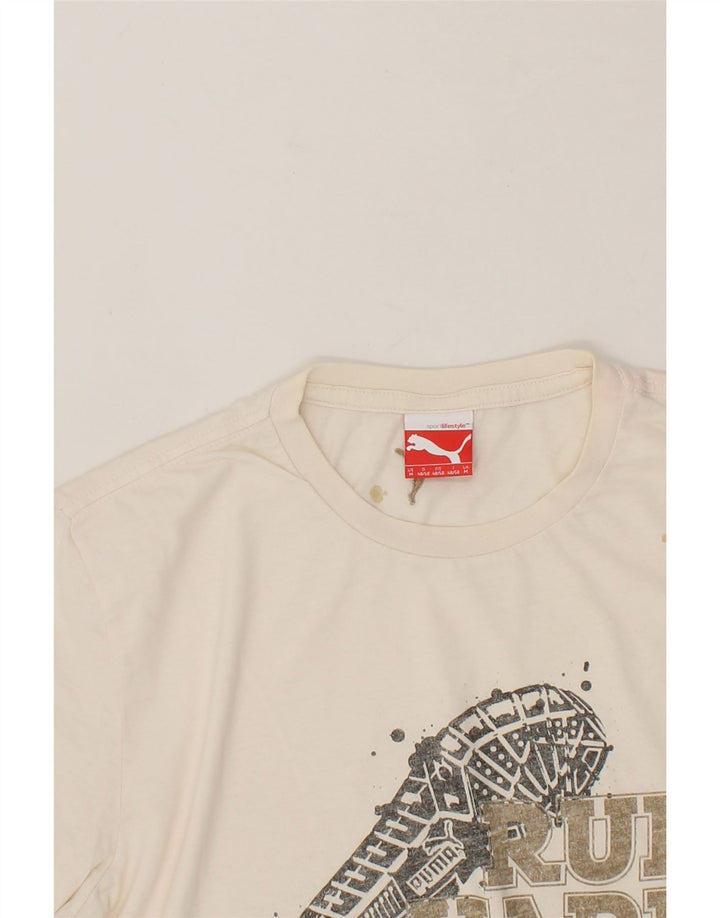 PUMA Mens Graphic T-Shirt Top Medium Off White Vintage Puma and Second-Hand Puma from Messina Hembry 