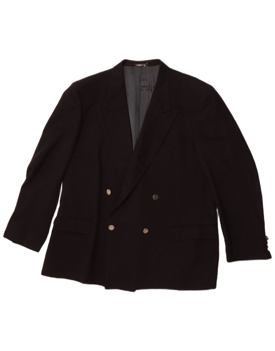 Giacca blazer doppiopetto da uomo UNGARO UK 40 Large Blu Navy