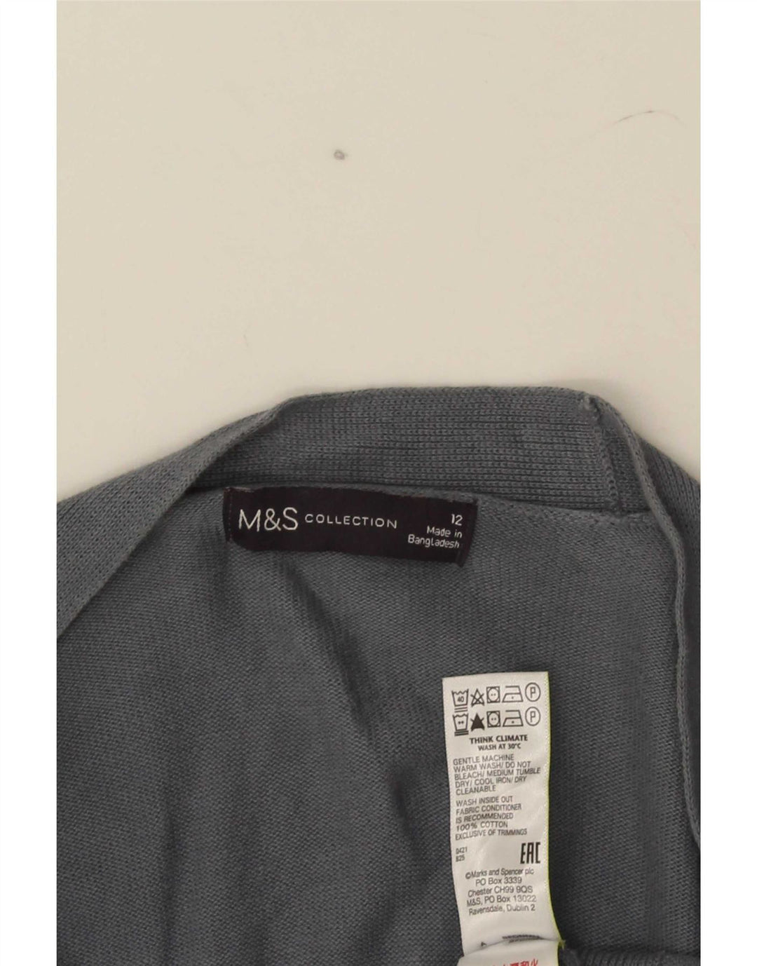 Maglione cardigan aperto da donna Marks & Spencer UK 12 Cotone grigio medio