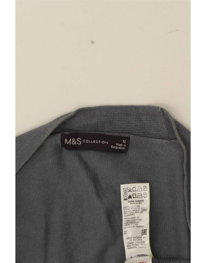 Maglione cardigan aperto da donna Marks & Spencer UK 12 Cotone grigio medio