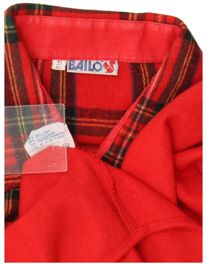 Camicia in flanella da uomo Bailo taglia 16 41 Grande lana scozzese rossa retrò
