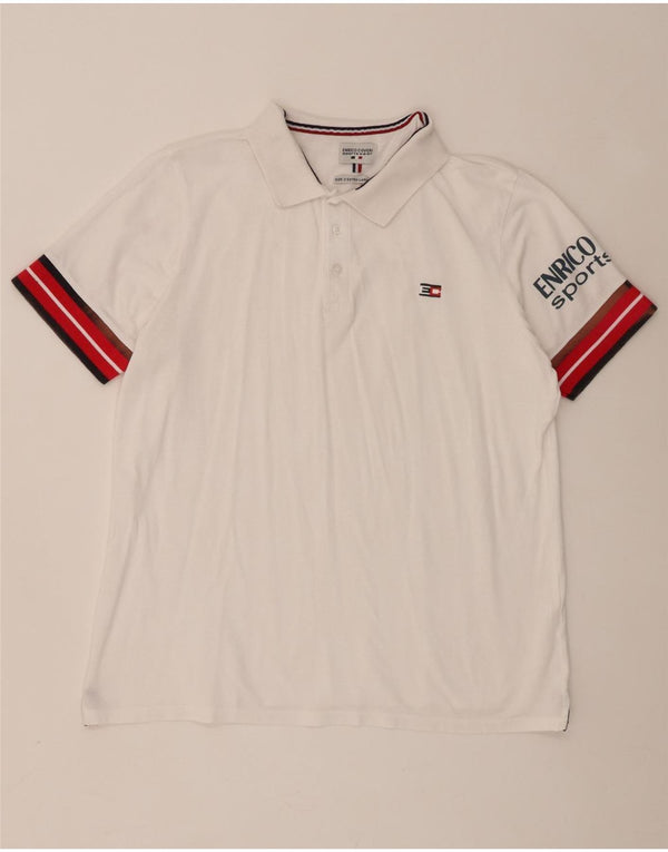 Polo grafica da uomo Enrico Coveri 2XL cotone color block bianco