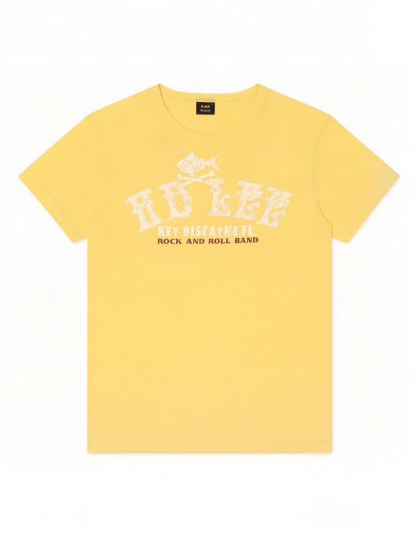 Maglietta grafica da donna Lee Top UK 12 cotone giallo medio