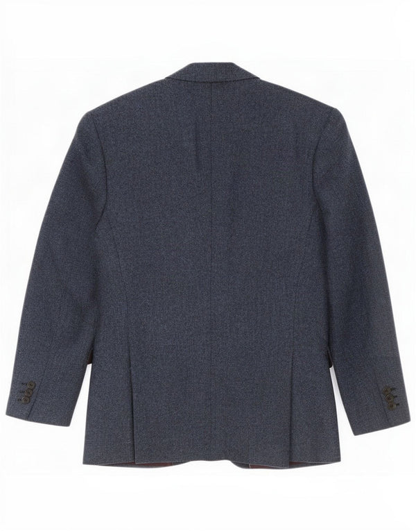 Giacca blazer vintage da uomo a 2 bottoni UK 40 grande lana screziata blu