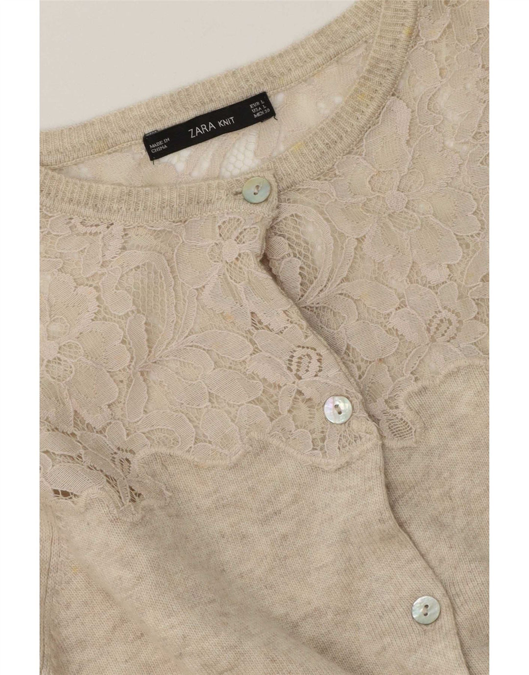 Maglione cardigan da donna Zara UK 16 grande beige screziato