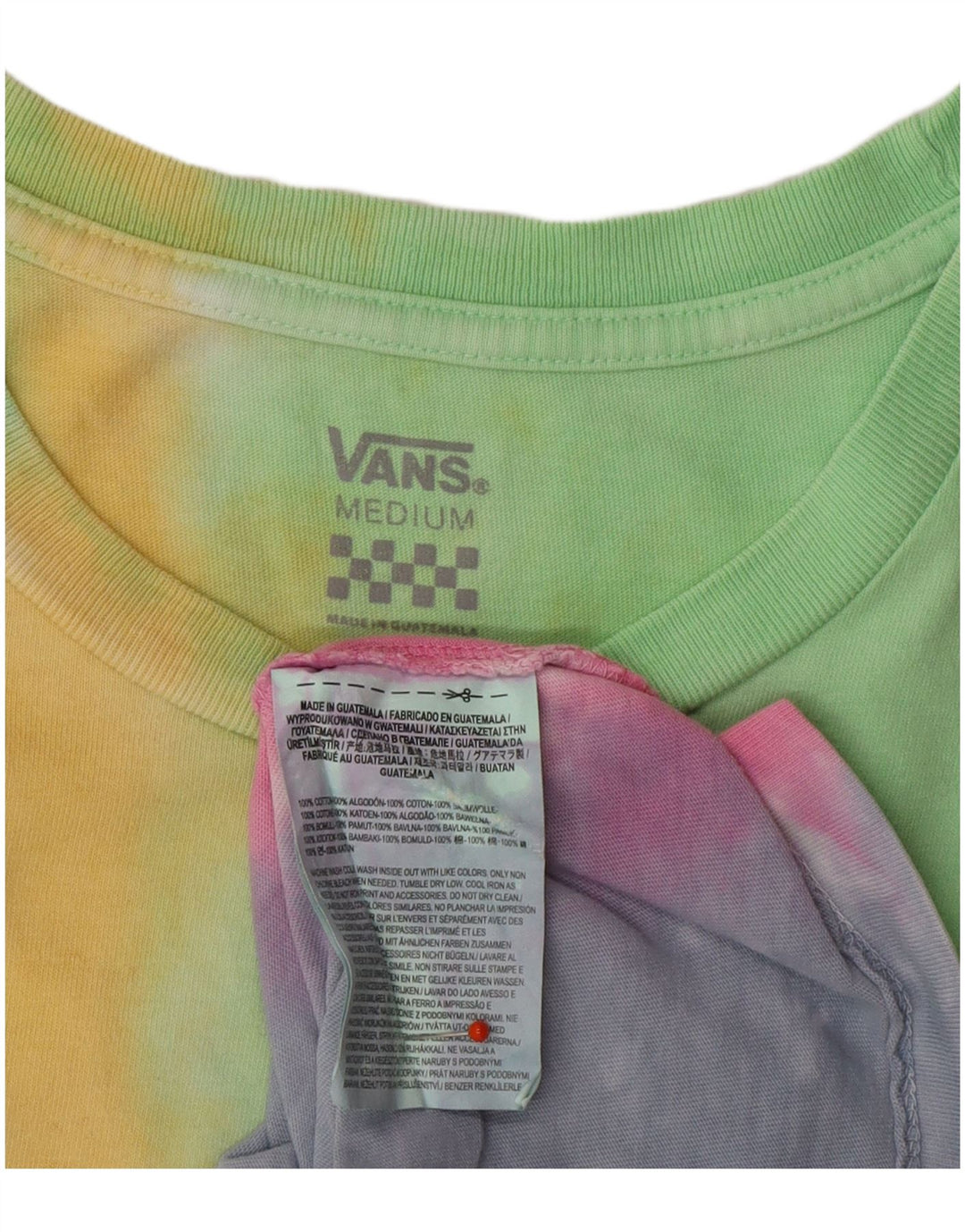 VANS Mens T-Shirt Top Medium Green Tie Dye Cotton