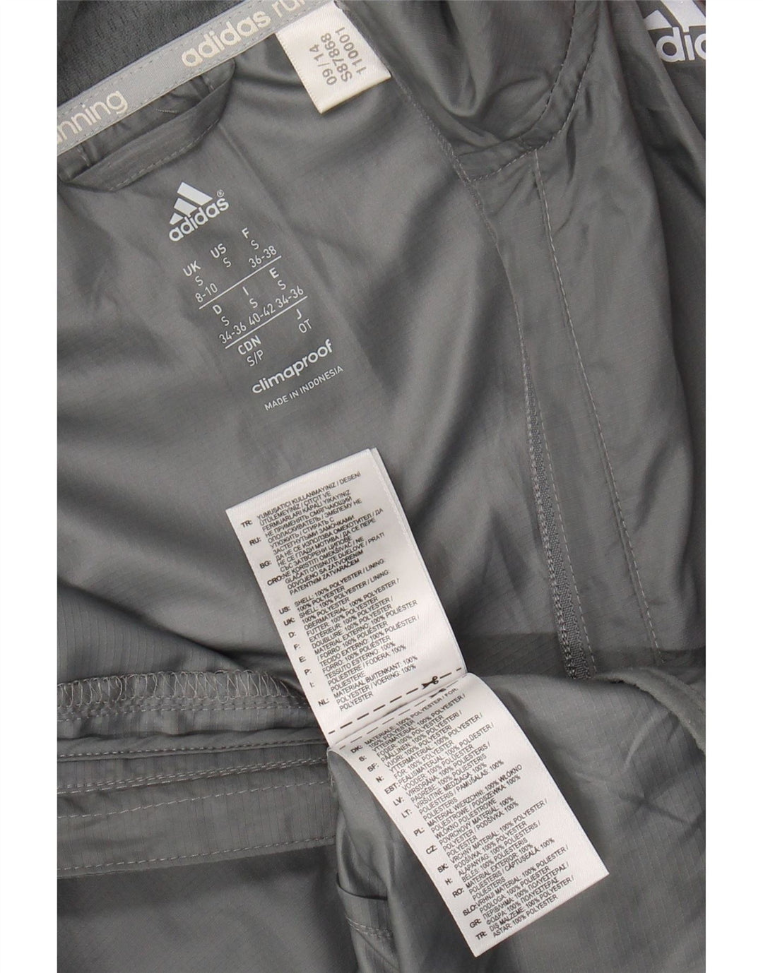 Giacca da tuta da donna ADIDAS Clima Proof UK 8/10 piccola grigia