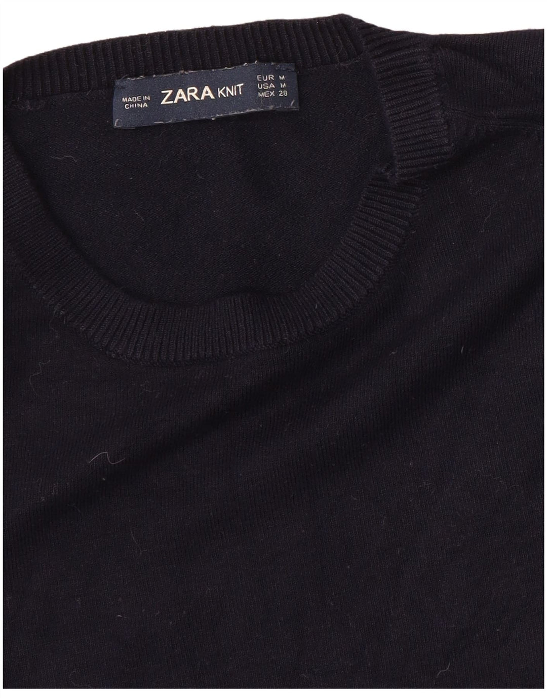 ZARA Maglione Girocollo da Donna UK 12 Medio Blu Navy
