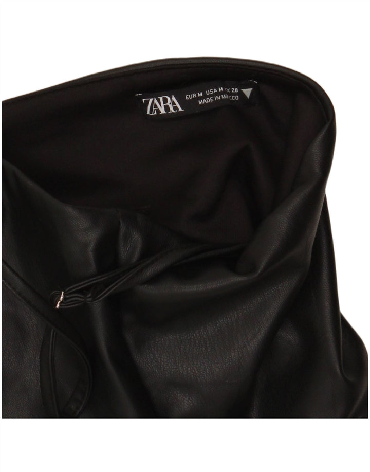 Top a corsetto in ecopelle da donna Zara UK 12 medio nero