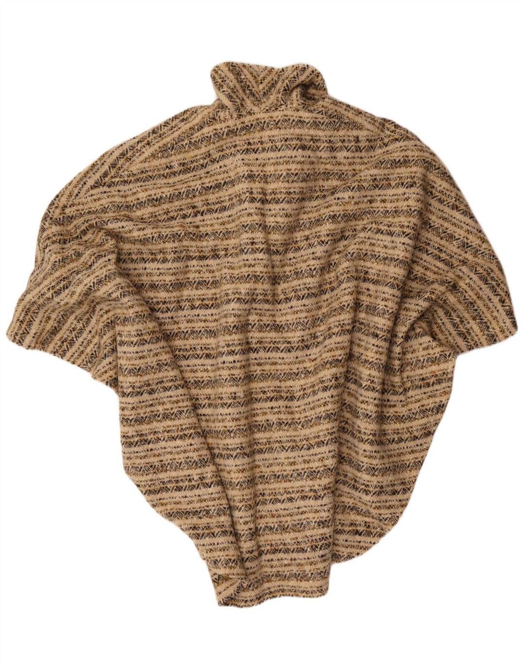 Maglione cardigan poncho vintage da donna taglia unica geometrica beige