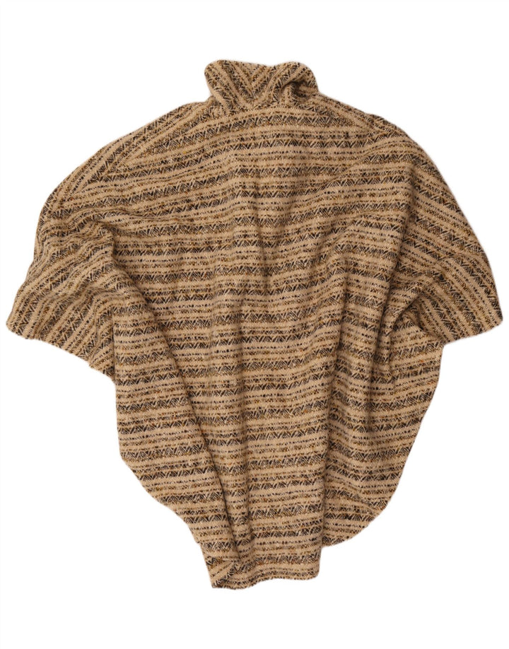 Maglione cardigan poncho vintage da donna taglia unica geometrica beige