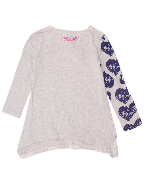 Desigual vestito tunica a maniche lunghe grafico per ragazze 5-6 anni cuore grigio screziato
