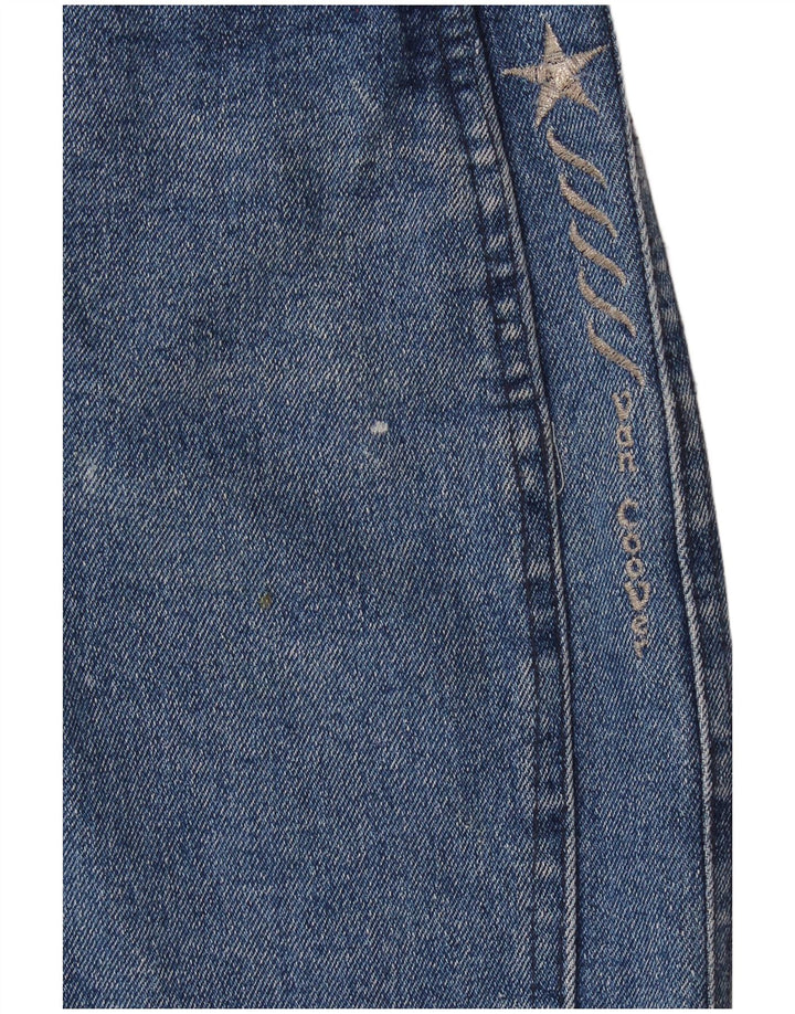 Mini gonna di jeans vintage da donna IT 46 grande W32 in cotone blu