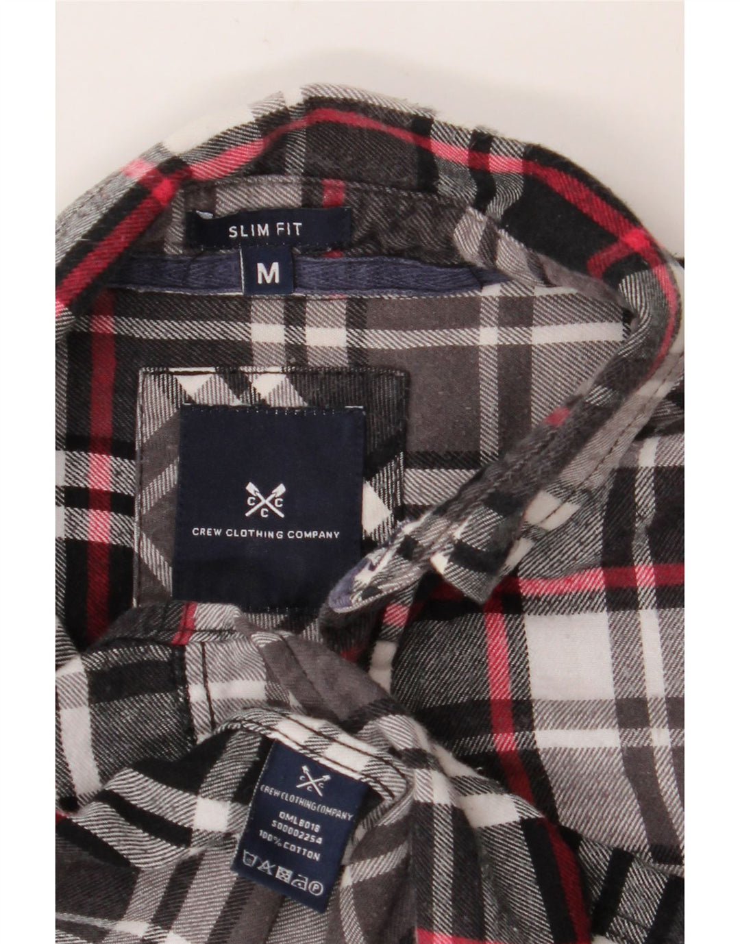 CREW CLOTHING Camicia da uomo slim fit in flanella di cotone a quadri neri medi