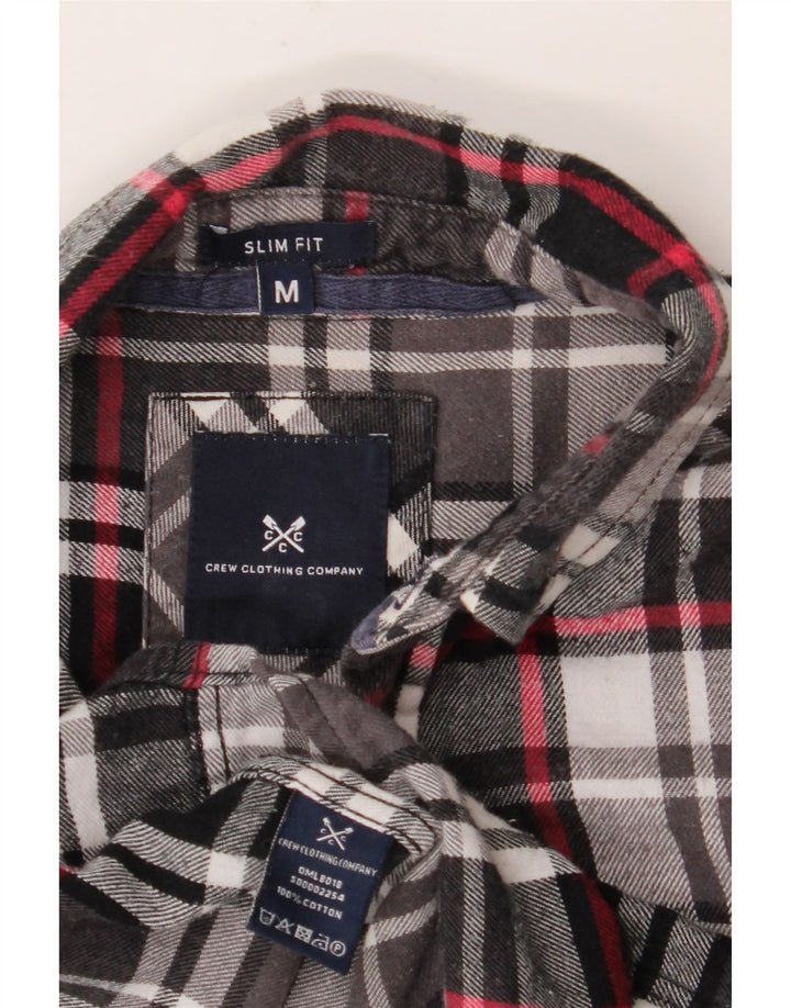CREW CLOTHING Camicia da uomo slim fit in flanella di cotone a quadri neri medi