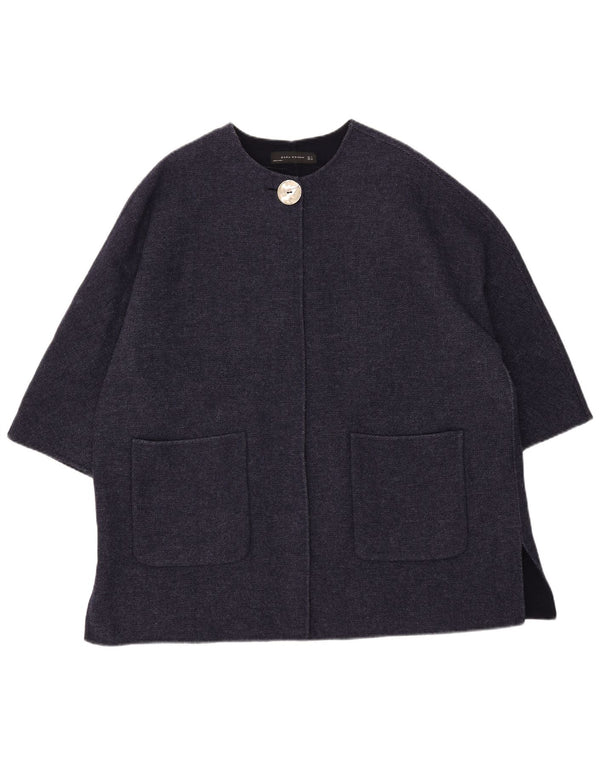 Soprabito oversize con maniche a 3/4 da donna Zara UK 16 Large in lana blu navy