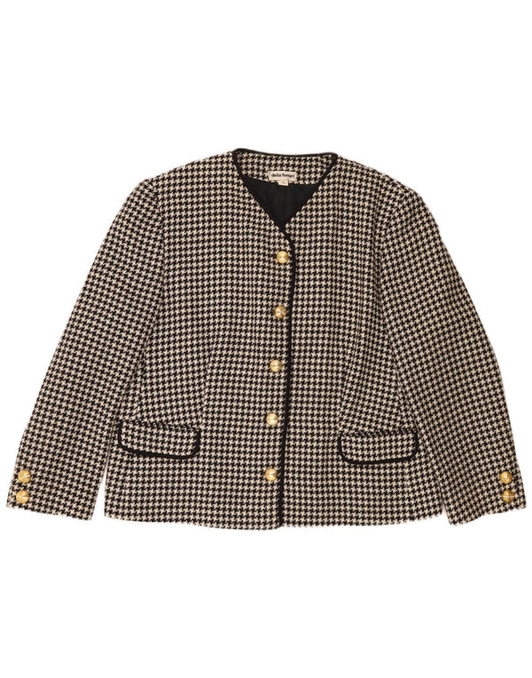 Giacca Blazer 5 Bottoni Donna Delia Ferrari IT 51 XL Lana Pied De Poule Nera