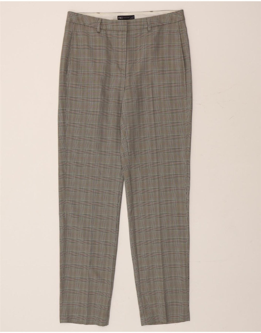 Pantaloni chino da donna Marks & Spencer UK 12 medi W32 L33 pied de poule grigio