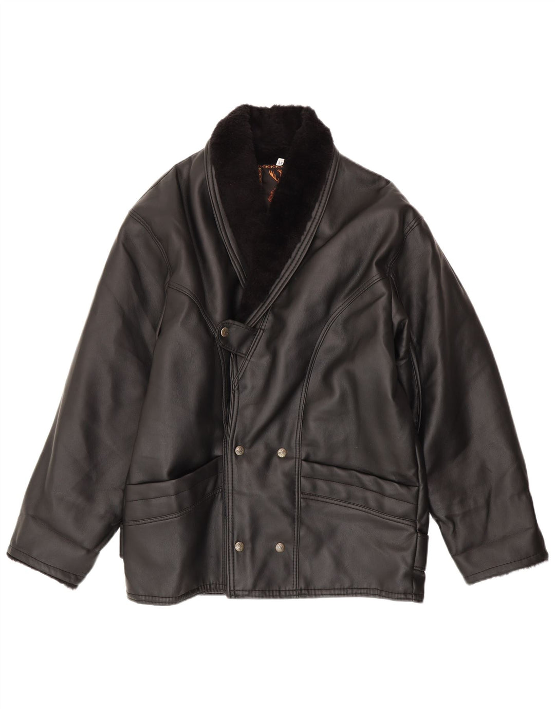 Giacca vintage in montone da uomo IT 52 XL Shearling nero