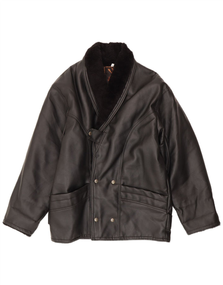 Giacca vintage in montone da uomo IT 52 XL Shearling nero