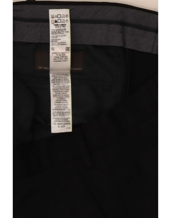 Pantaloni da abito regolari da uomo Marks & Spencer W38 L31 poliestere nero
