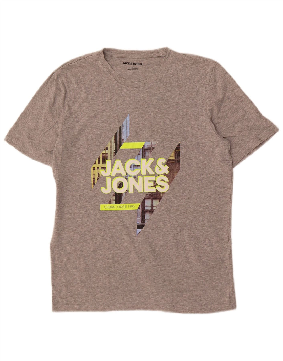T-shirt grafica da uomo Jack & Jones Top in cotone grigio medio