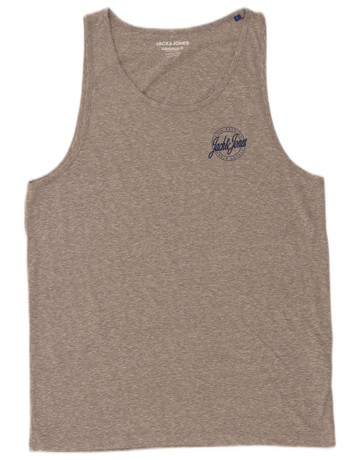 T-shirt da uomo Jack & Jones Top grande in poliestere chiazzato grigio