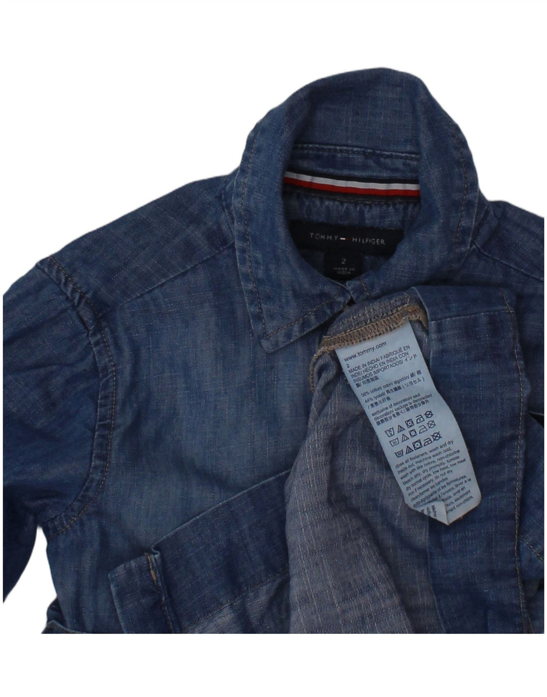 TOMMY HILFIGER Abito in denim a maniche lunghe da neonata 18-24 mesi in cotone blu