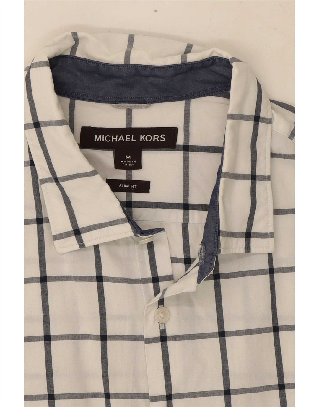 Camicia da uomo slim fit Michael Kors a quadri bianchi medi