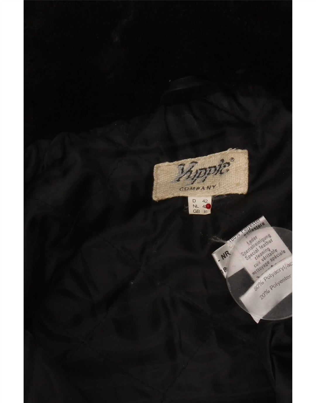 Montgomery oversize in pelle scamosciata da donna Yuppie UK 16 Large Nero geometrico