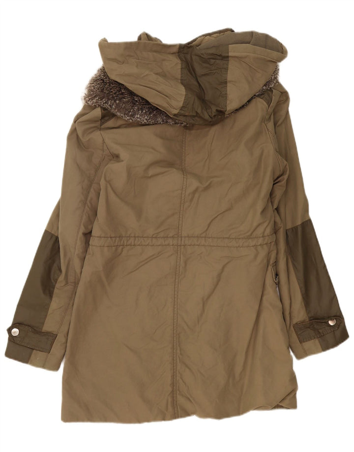 Giacca parka con cappuccio da donna Karen Millen UK 12 medio poliestere kaki