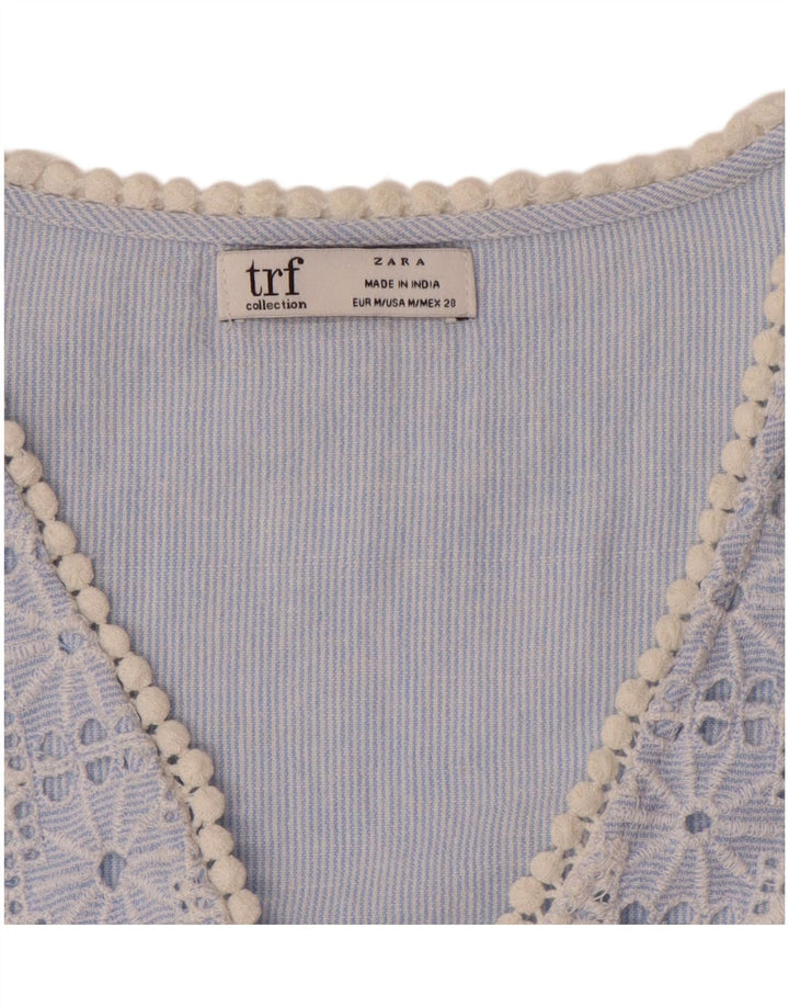 Abito a trapezio da donna ZARA UK 14 gessato blu medio