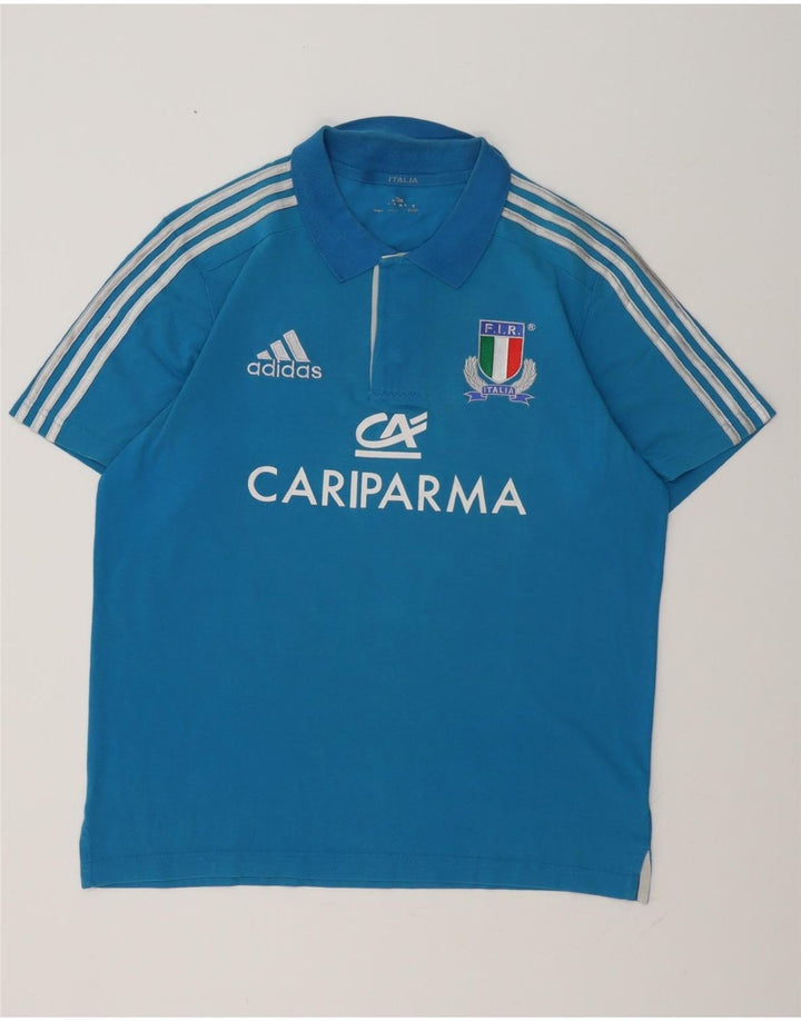 Polo grafica ADIDAS da uomo Italia grande in cotone blu