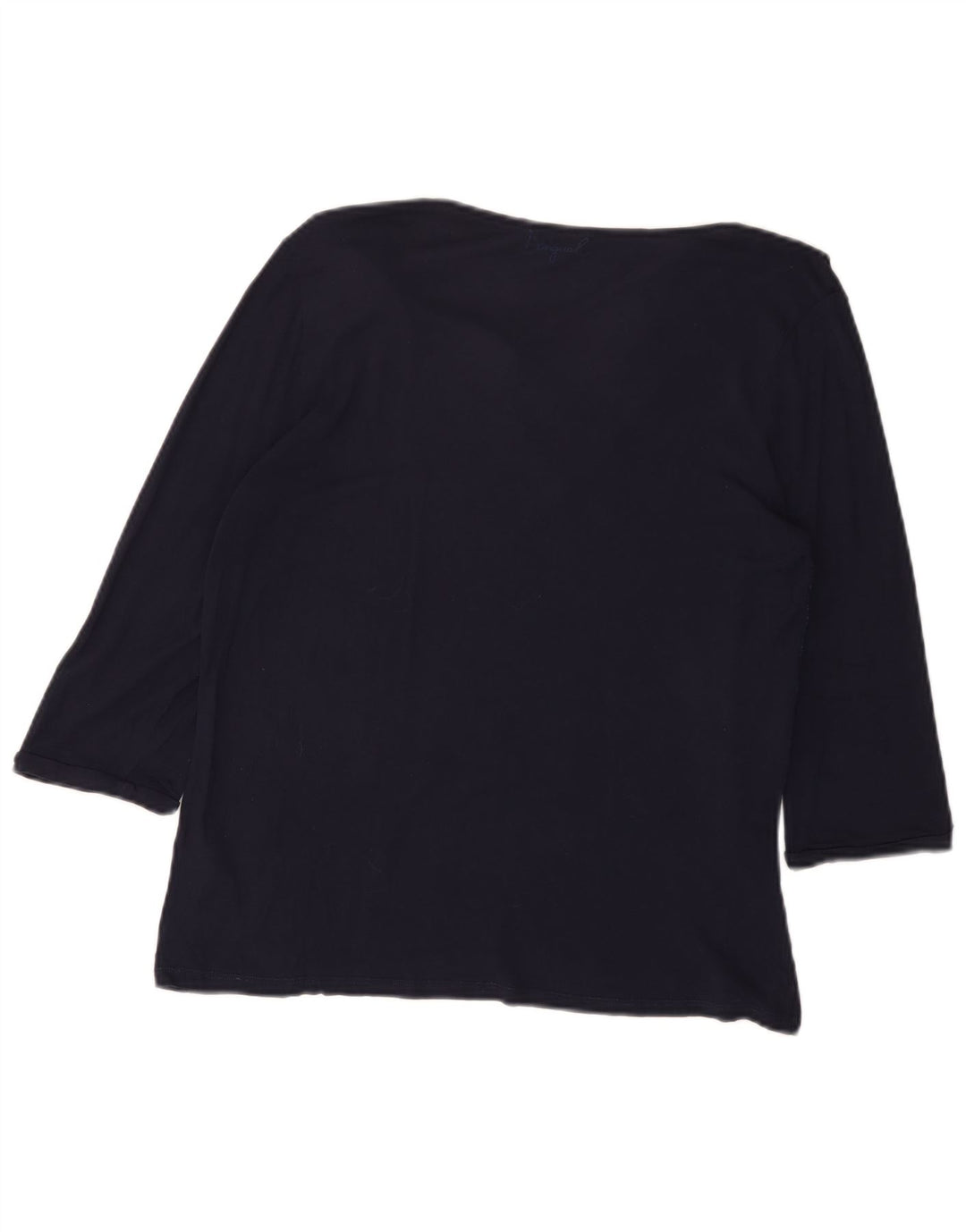 DESIGUAL Top grafico da donna manica 3/4 UK 20 2XL viscosa floreale blu navy