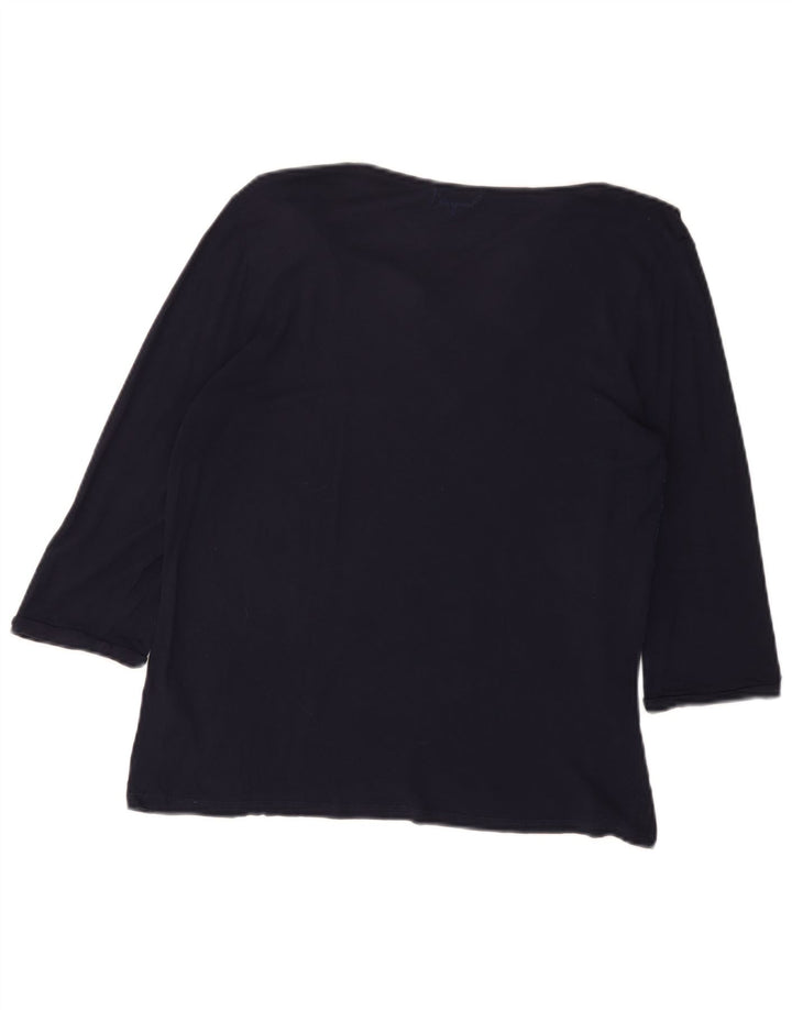 DESIGUAL Top grafico da donna manica 3/4 UK 20 2XL viscosa floreale blu navy