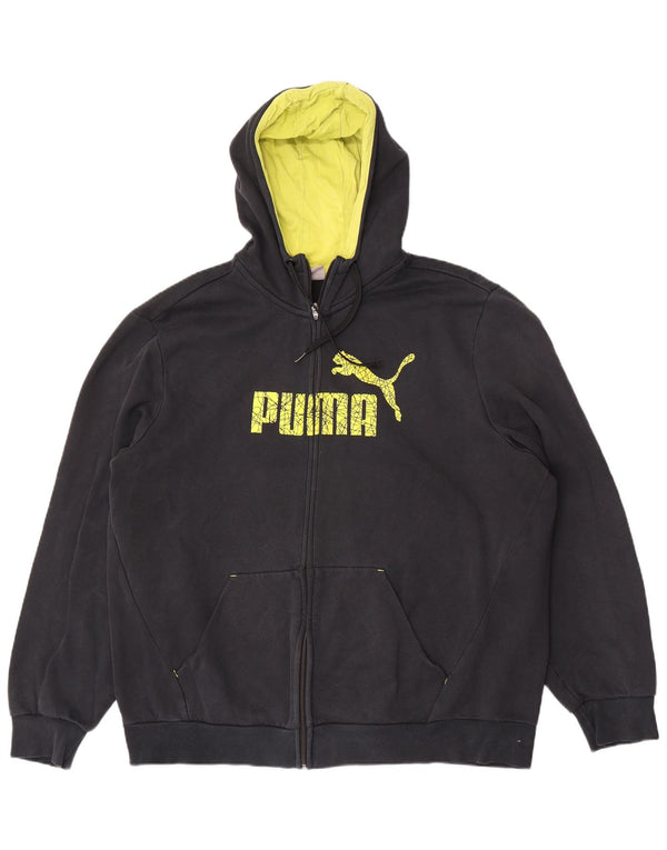 Felpa con cappuccio e zip grafica da uomo Puma 2XL cotone nero
